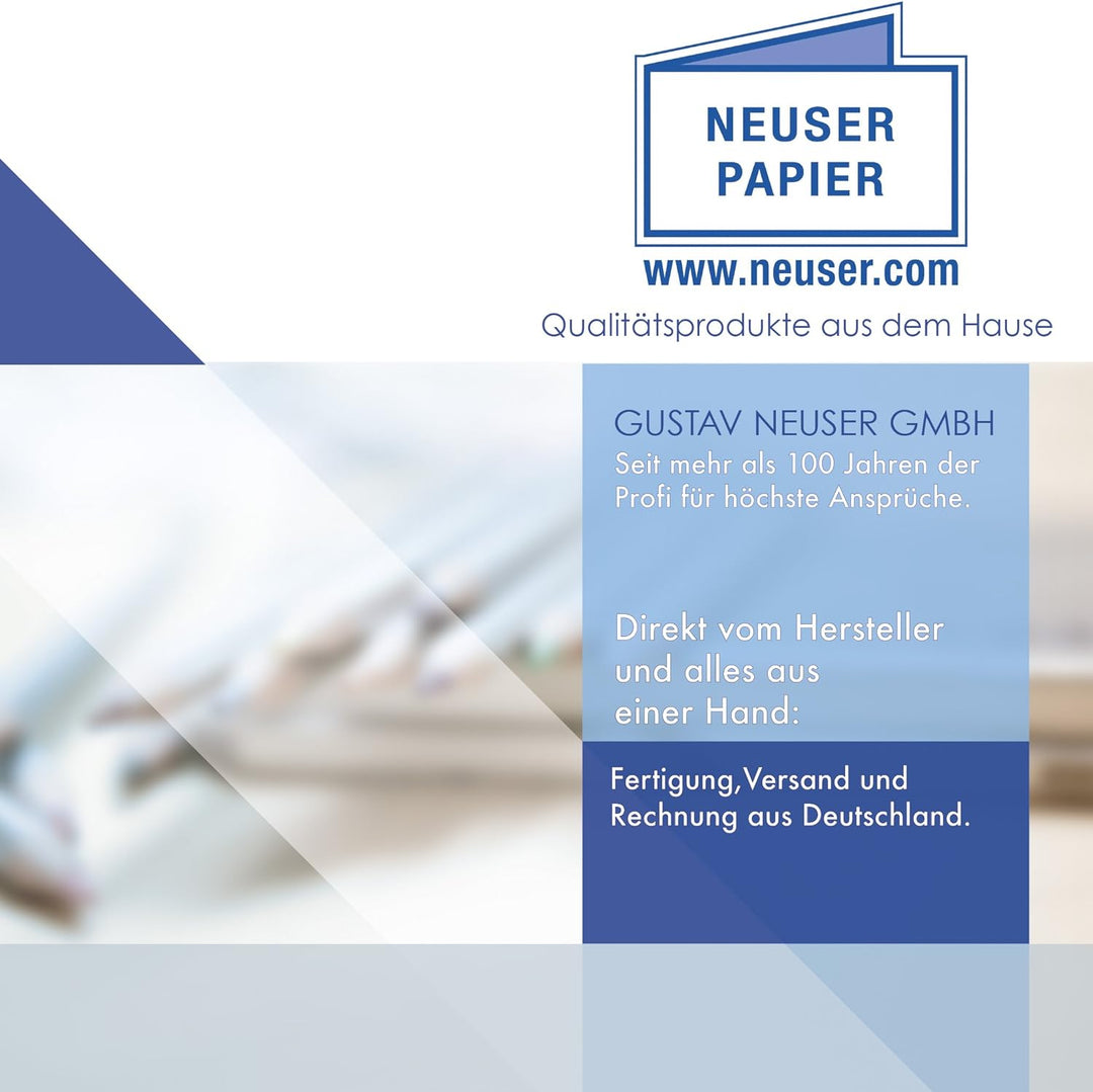 NEUSER PAPIER 100x Kraftpapier-Karten Set quadratisch 13,5 x 13,5 cm mit Brief-Umschlägen &amp; Einlege-