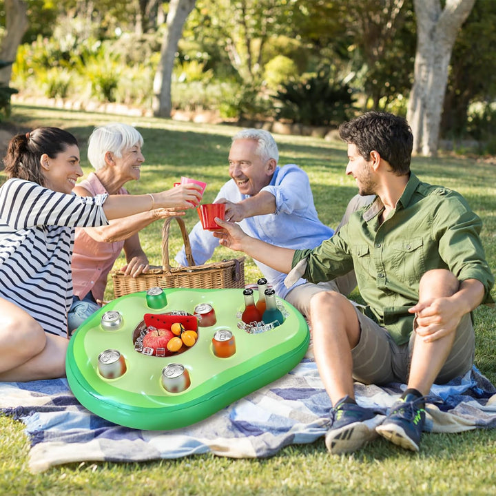 Obst Poolbar, Aufblasbarer Getränkehalter Schwimmender, 2in1-Getränke und Snackhalter Poolbar 8 Löch