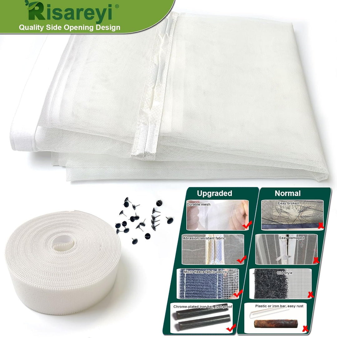 Risareyi Seitliche Öffnung Magnet Fliegengitter Balkontür 135x205cm, Weiss