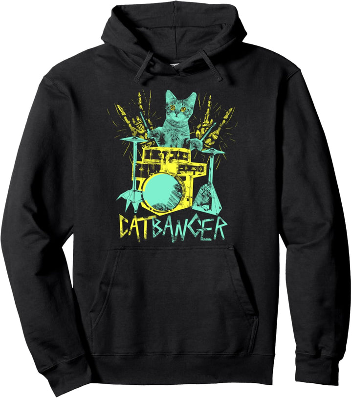 Catbanger Punk Schlagzeug Katze Schlagzeuger Drummer Pullover Hoodie