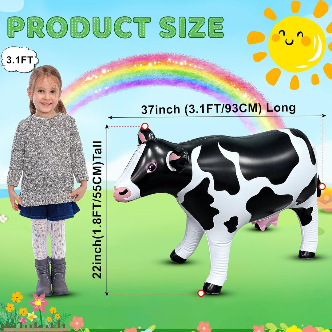 Aufblasbare Kuh, 94 cm lang, aufblasbar, riesig, aufblasbar, Dekoration, Tierparty-Zubehör, Pool-Par