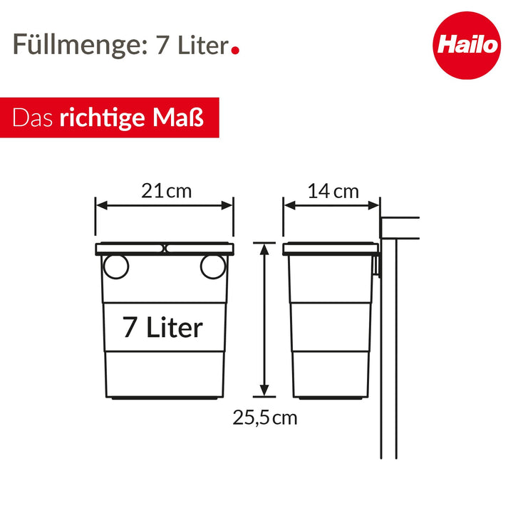 Hailo FlexBox S Multifunktions-Mülleimer - geruchsdichter Abfalleimer mit Deckel - flexible Anbringu