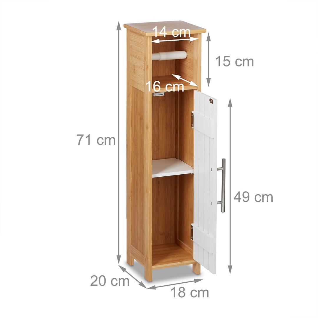 Relaxdays Toilettenpapierhalter stehend, Badezimmeregal HBT: 71x18x20 cm, MDF &amp; Bambus, WC Papier Sc