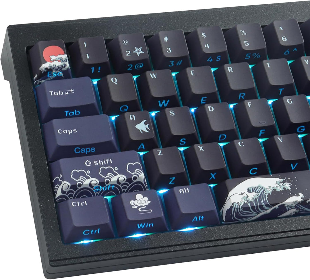 Sunzit PBT Custom Keycaps,129 Tasten Korallenmeer Tastenkappen Cherry Profil Dye-Sub Shine Through S