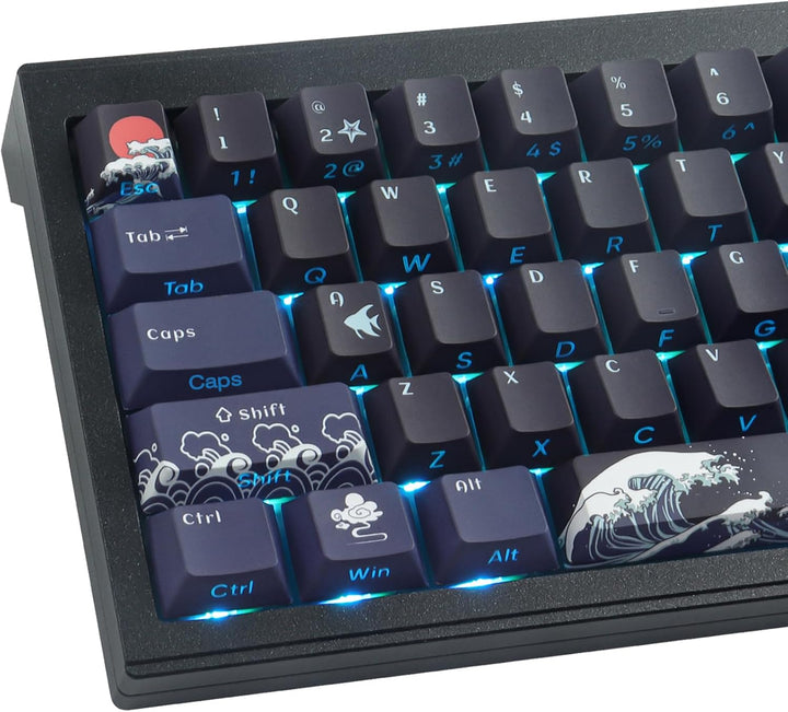 Sunzit PBT Custom Keycaps,129 Tasten Korallenmeer Tastenkappen Cherry Profil Dye-Sub Shine Through S