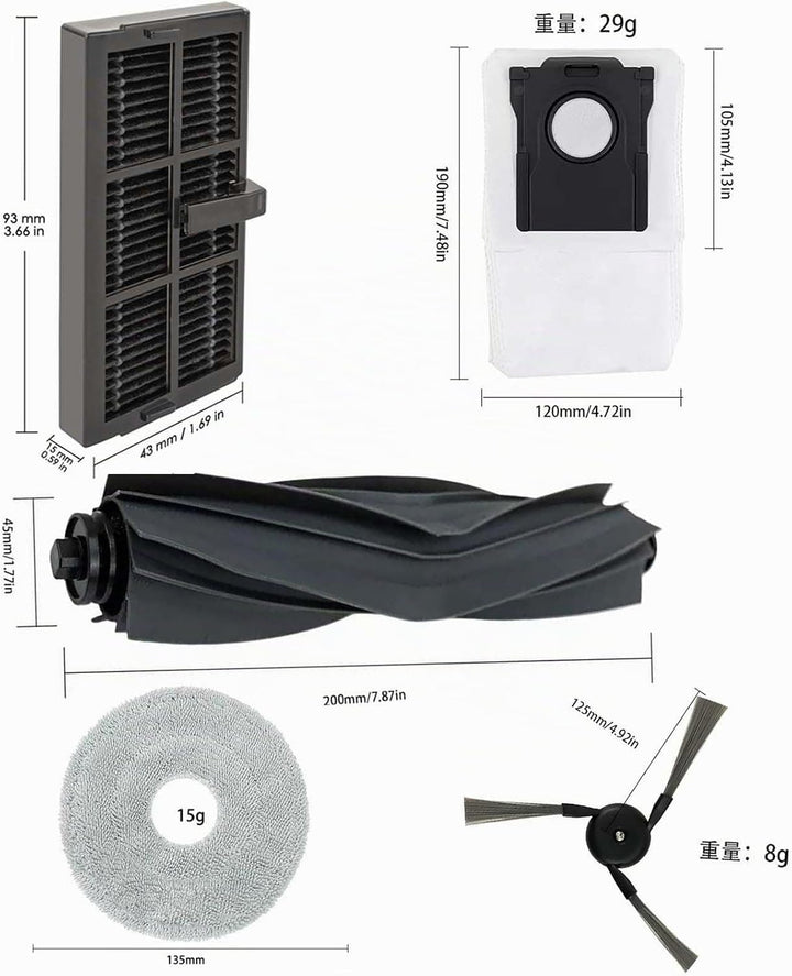 24 Stück Zubehörset für Dreame X40 Ultra / L40 Ultra / X40 Master / L10s Ultra Gen 3 / Mova P50 Pro