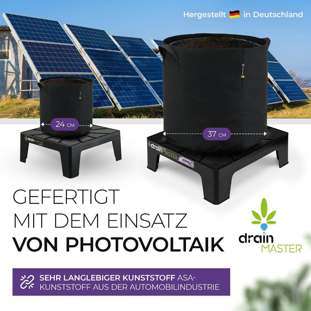 Blumentopf Untersetzer 38x38cm - 10er Set XL inkl. Ablaufwannen - Pflanzuntersetzer eckig Blumen Pfl