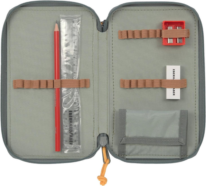 LÄSSIG Federmäppchen befüllt 20-teilig/School Triple Pencil Case Unique Letters green