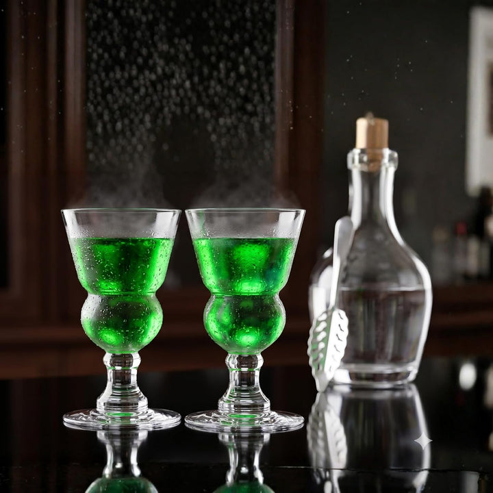 The Wine Savant Absinthgläser im Vintage-Stil, mit Stiel, klassisch, mit Schweizer Blasenbehälter, i