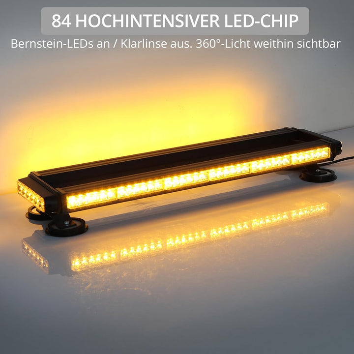 Justech 84 LED Auto Warnbalken Notblitzleuchte Magnetische Warnlicht Doppelschalter 12/24V 27 Blinkm