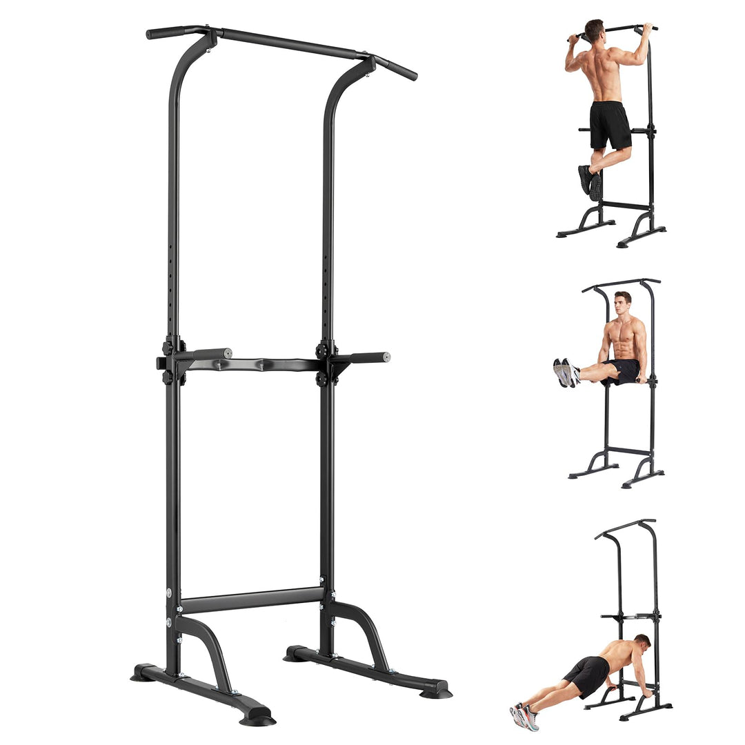 Power Tower Dip Station–Höhenverstellbare Klimmzugstange Mit Dip Schwarz, Schwarz