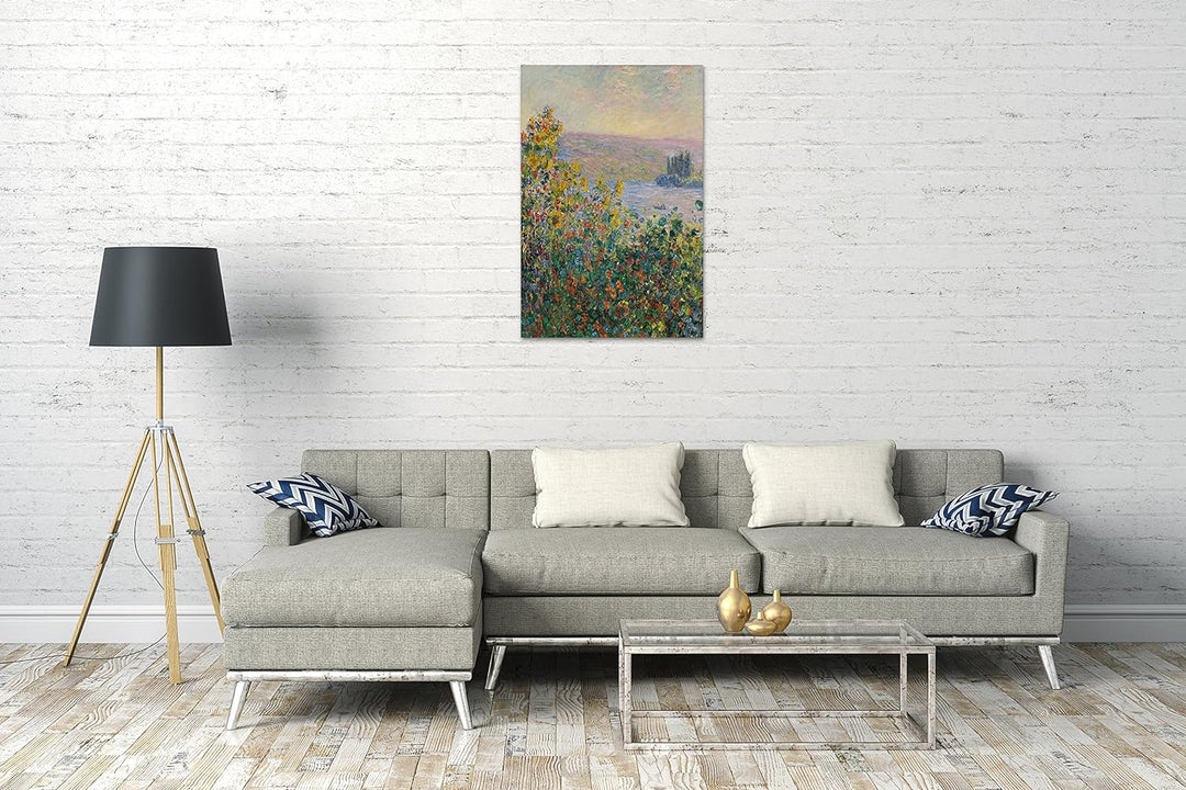 Printed Paintings Leinwand (60x80cm): Claude Monet - Blumenbeete in Vetheuil 60x80 cm, 60x80 cm