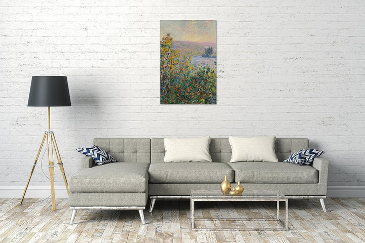 Printed Paintings Leinwand (60x80cm): Claude Monet - Blumenbeete in Vetheuil 60x80 cm, 60x80 cm