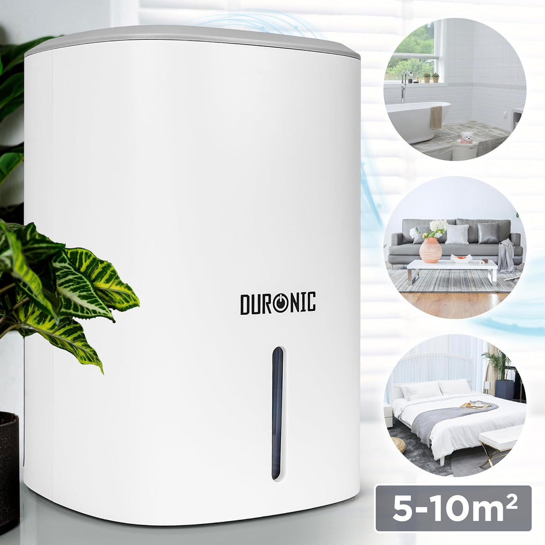 Duronic DH06 WE Luftentfeuchter, Leiser Entfeuchter für 5-10m² Räume, Kleiner Kondenstrockner mit 0,