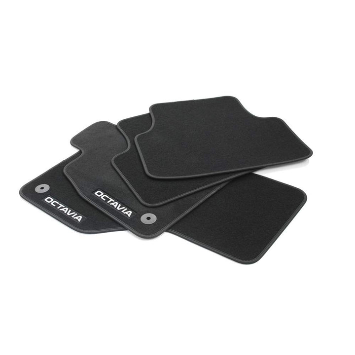 Skoda 5E4061270 Prestige Textil Fussmatten schwarz Velours 4X Stoffmatten, mit Octavia Schriftzug