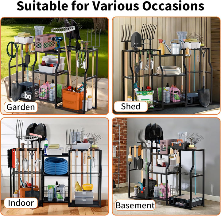 unho Gartengeräte Ständer, Gerätehalter Organizer Mehrzweck Gartengeräteaufbewahrungsregal Gartenwer