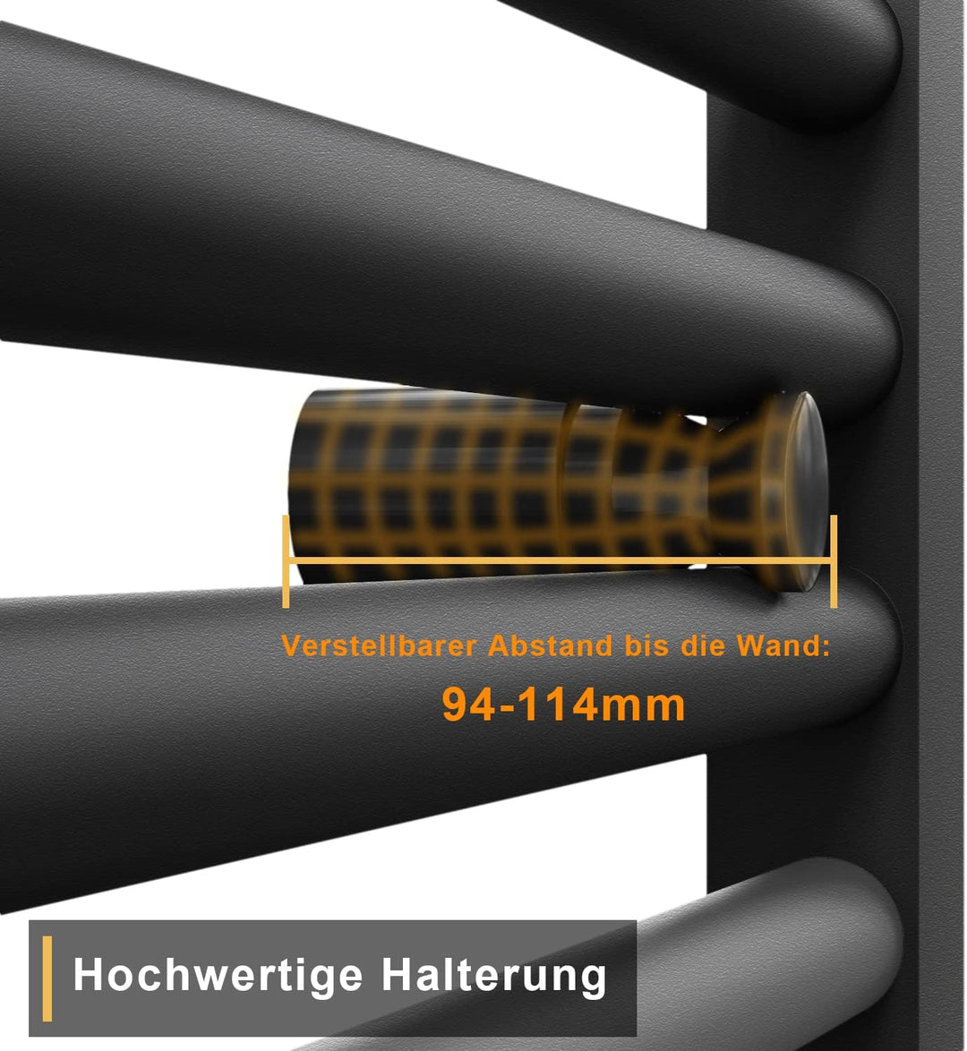 Badheizkörper 500x700 mm Handtuchheizkörper Mittelanschluss Handtuchwärmer Heizkörper für bad, Anthr