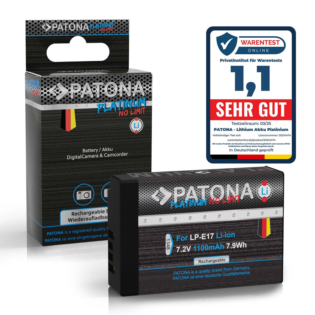PATONA Platinum Akku LP-E17 1050mAh Kompatibel mit Canon EOS RP R50 R100 M3 M5 M6 Mark II