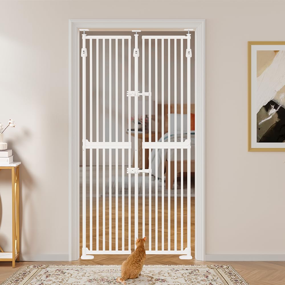 unipaws 190 cm hohes extra hohes Katzenschutzgitter, zweite Generation, stabiles Erhöhung, 89 cm - 9