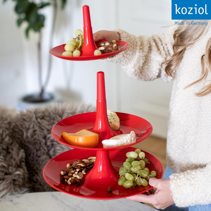 Koziol BABELL L Etagere 3-teilig | Servierständer für Kuchen, Gebäck, Obst, Käse, Sandwiches | biozi