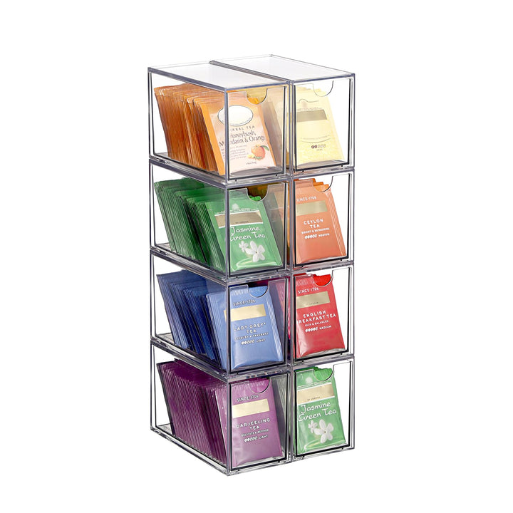 8er Acryl Teebeutel Organizer Durchsichtig Teebox mit Schubladen