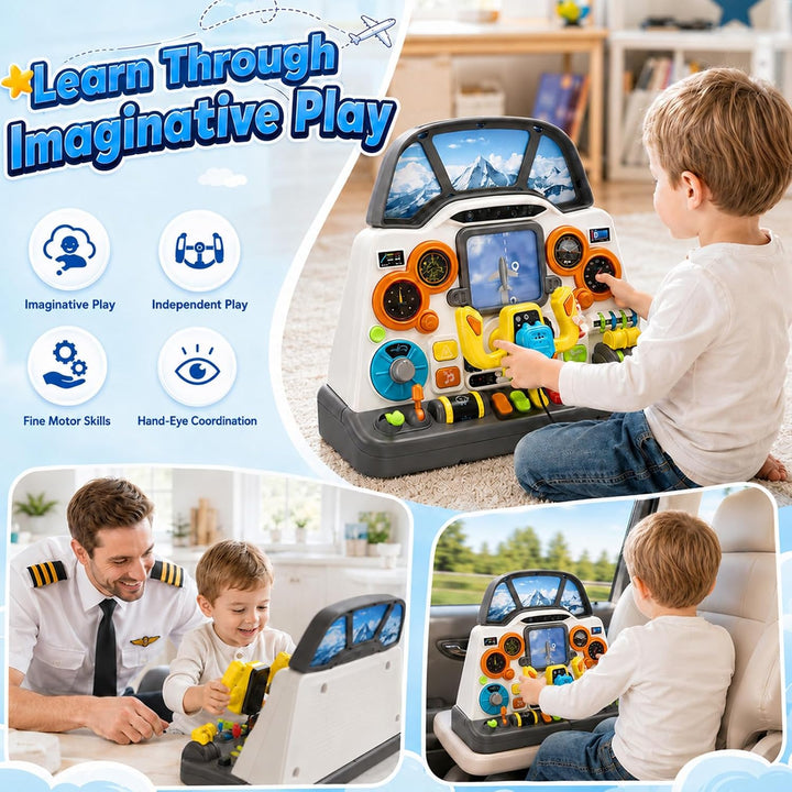 Flugzeug Lenkrad Spielzeug Cockpit Licht Sound Pilot Simulator ab 3