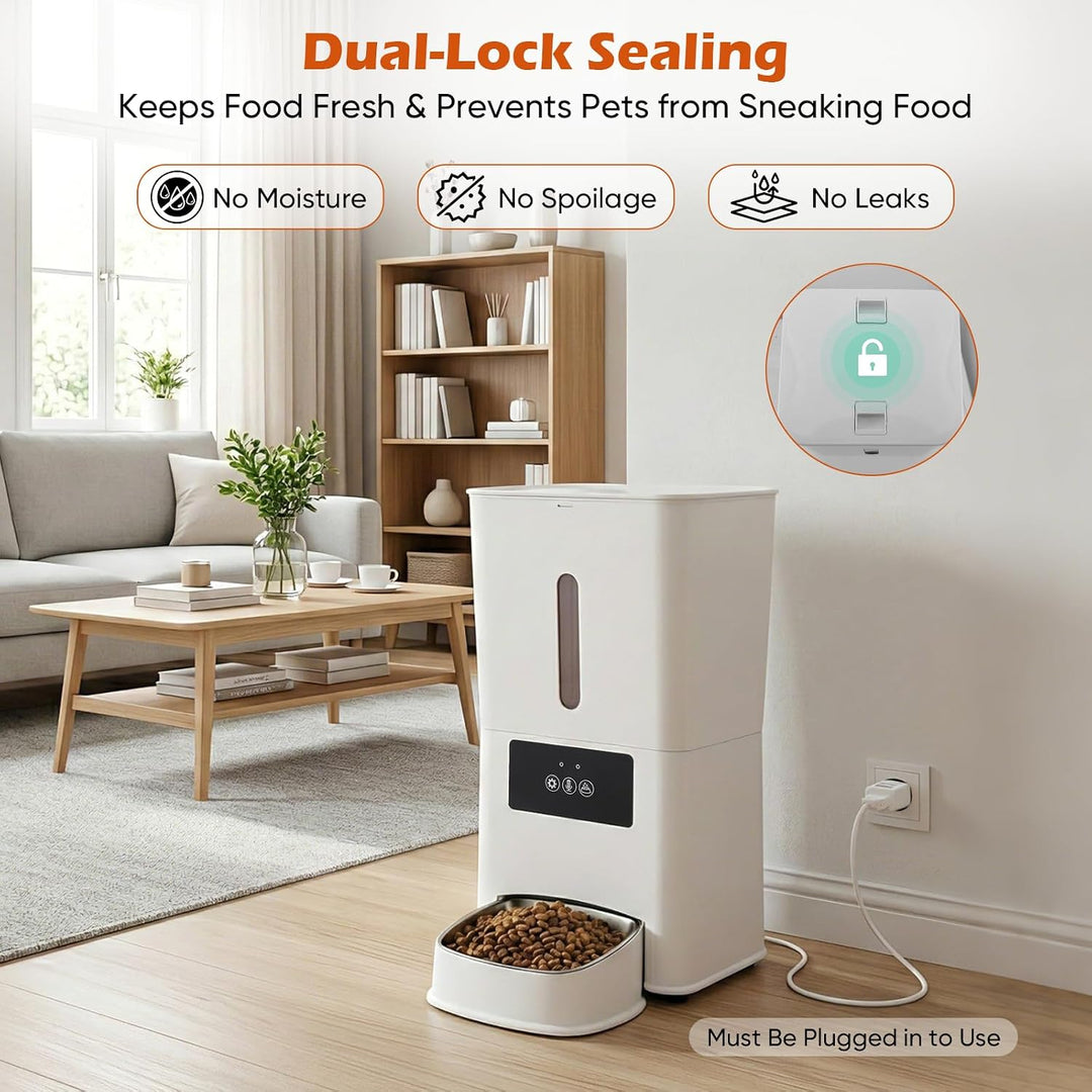 Futterautomat Katze 8L mit App, WLAN, 20g Portionen, Sprachaufnahme