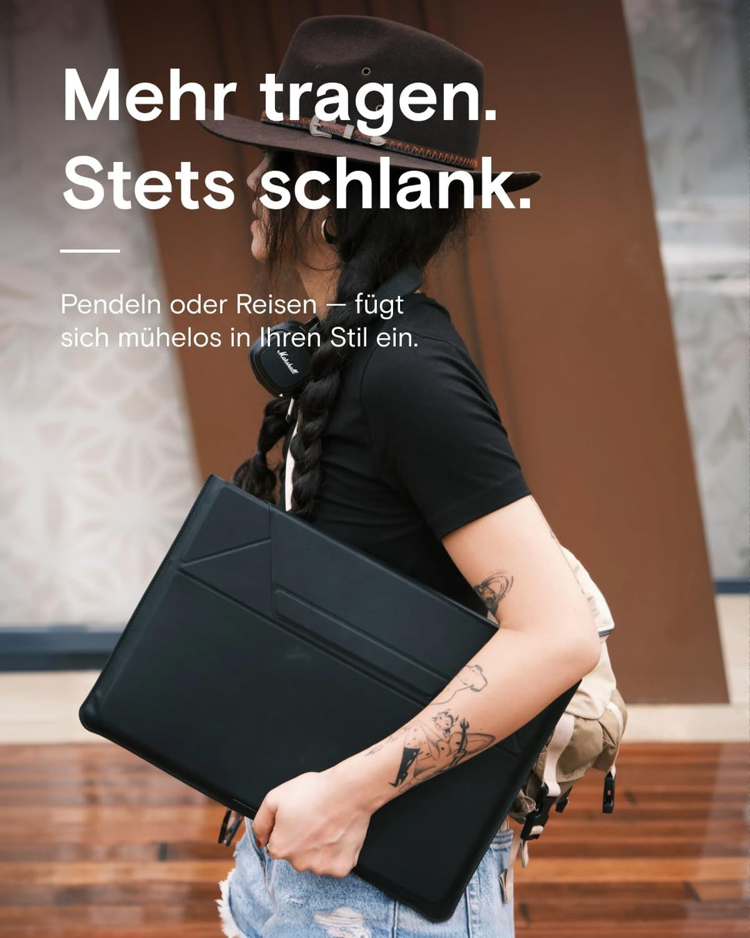 MOFT Laptoptasche Hülle &amp; Laptop Ständer für 13-14 Zoll Laptop, Vegan Leder Laptoptasche mit Erweite