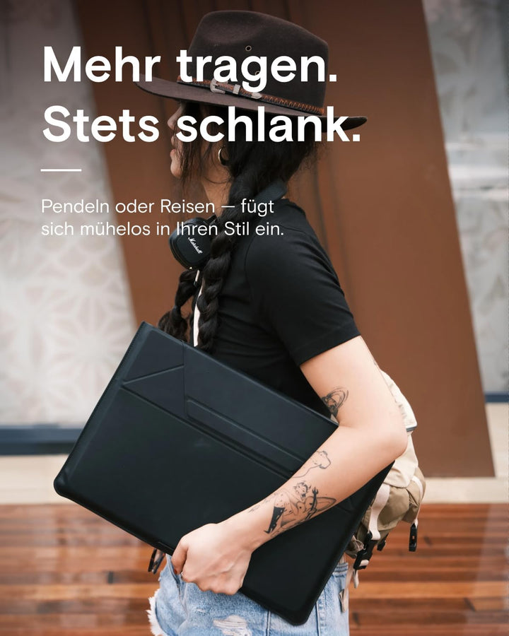 MOFT Laptoptasche Hülle &amp; Laptop Ständer für 13-14 Zoll Laptop, Vegan Leder Laptoptasche mit Erweite