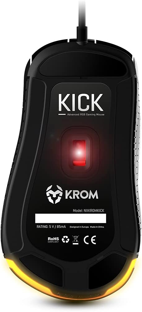 KROM KICK - Gaming-Maus, RGB Rainbow, PixArt 3327 optischer Sensor bis zu 12000 DPI, 6 DPI-Stufen (8