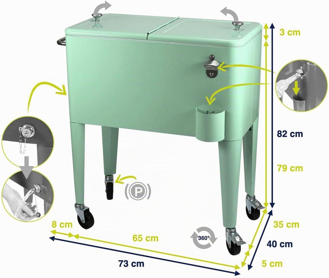 Kailua Cooler - Kühlbox, Kühlwagen, Getränkekühler Pastellgrün, Pastellgrün