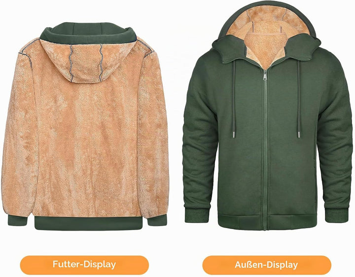 Xnova Sweatjacke Herren Fleecejacke Kapuzenpullover Zipper Hoodie Casual Bequemes und Warmes Übergan