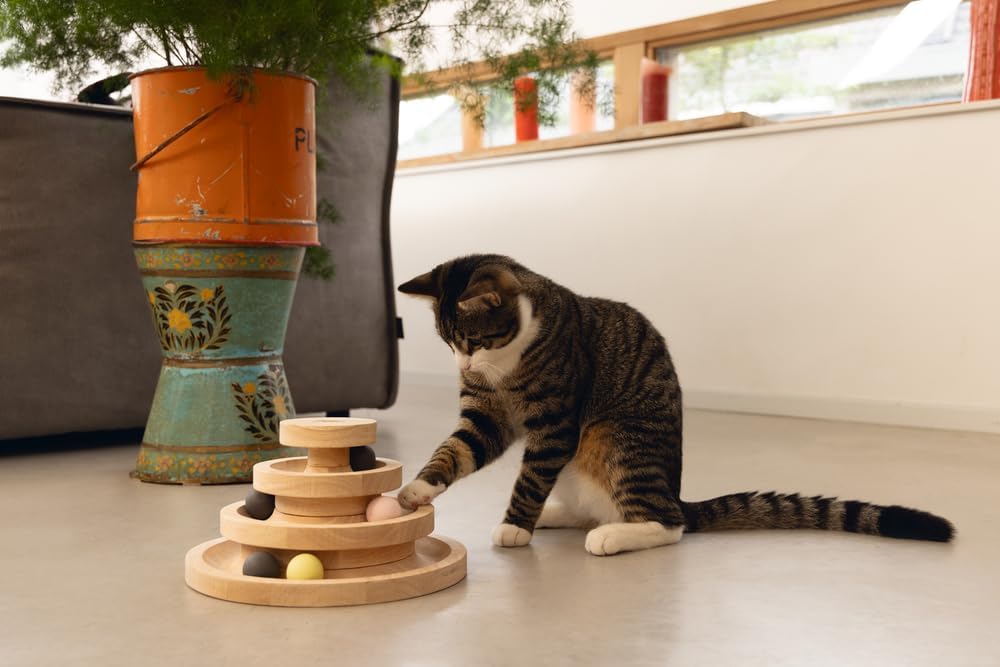Designed by Lotte Spielturm Mia – Katzenspielzeug – Holz – Braun –