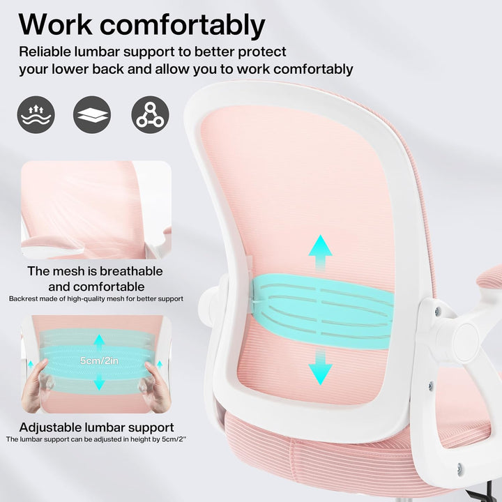 Fizzin Ergonomischer Bürostuhl Rosa Schreibtischstuhl, 150 kg, Rosa