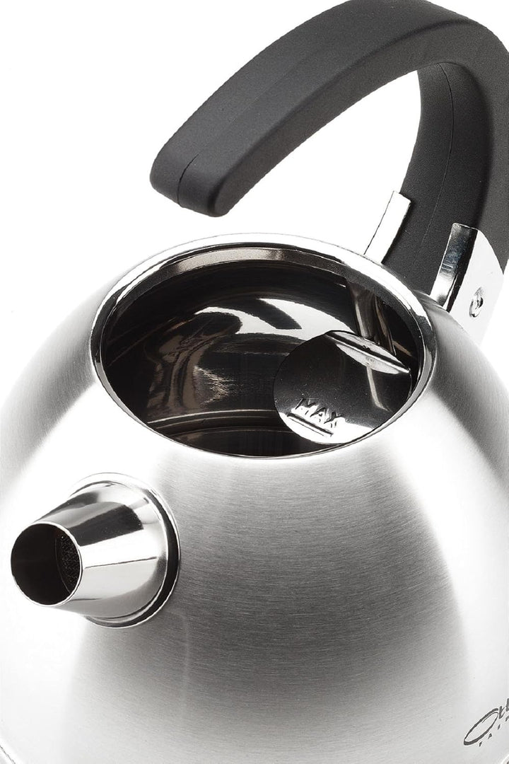 Ottoni Fabbrica Alice Satinato Elektrischer Wasserkocher aus Edelstahl, Made in Italy,1,7 L 2400W, A