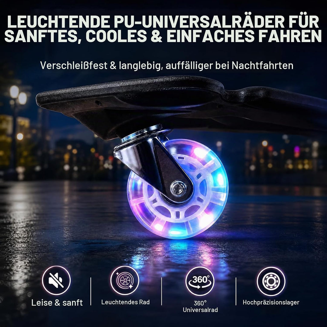 Waveboard Snakeboard Kinder LED Rollen, Caster Board | Anti-Rutsch-Oberfläche, 180° Drehung, leicht