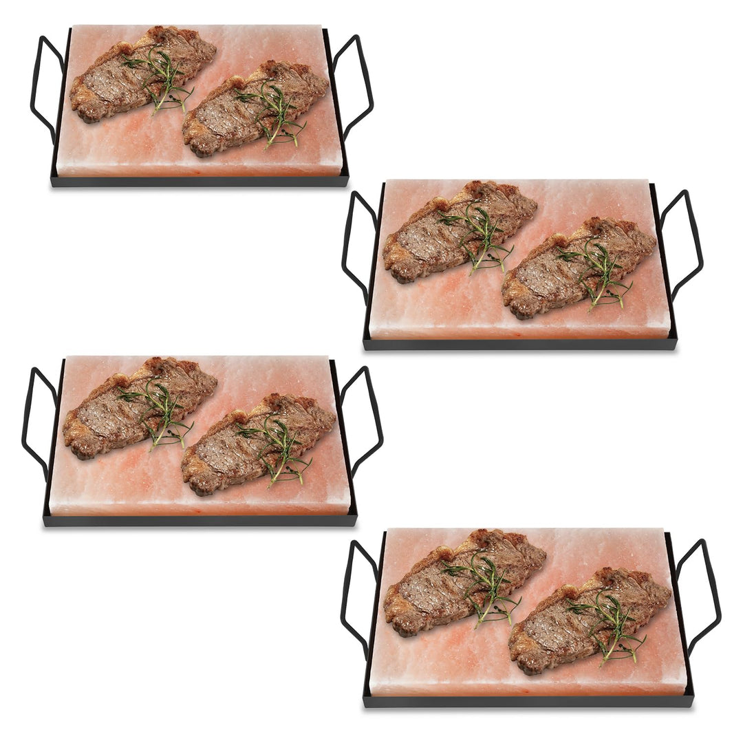 6 set XXL Salzstein zum Grillen, 20x30x3cm Salz Grillsteine Mit Eisenplatte, Original Kristallsalz,