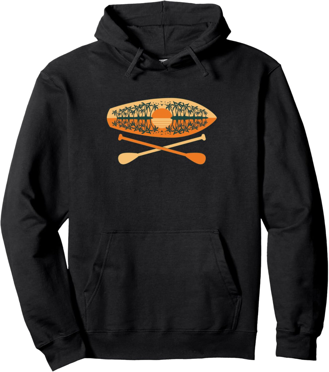 SUP Paddling Palmen Sunset Paddleboard Surfing Sport Pullover Hoodie