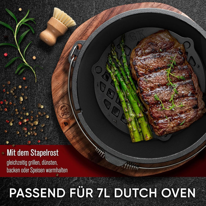 Gusseisen Stapelrost für 7 Liter Dutch Oven [Ø 22 cm]– Einsatz für Dutch Oven – Staple Grate – Gusse