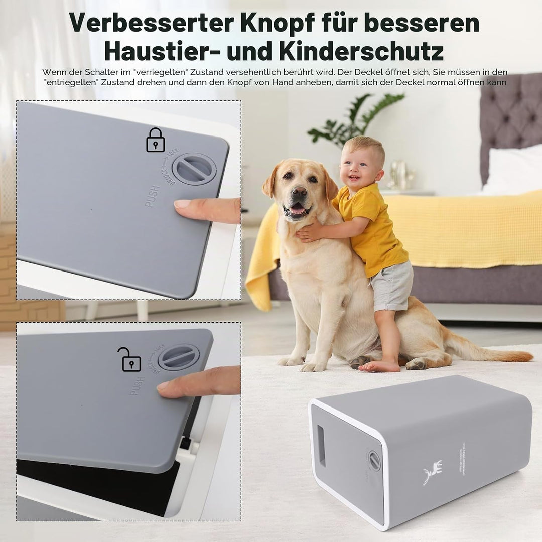 XPIY Mülleimer mit Deckel, 2 Stück, 15 Liter Mülleimer mit Druckverschluss, kleiner Mülleimer, hunde