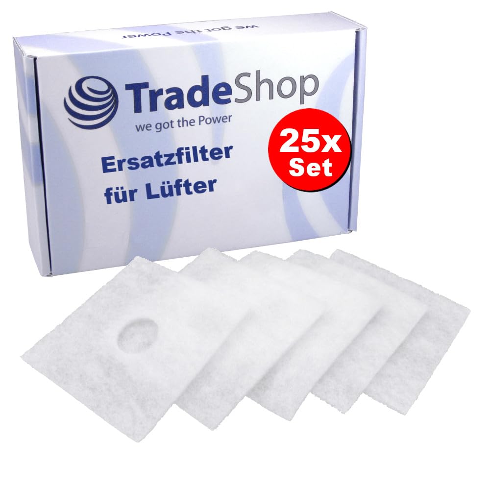 25x Trade-Shop Filter kompatibel mit Helios ELF ELSN ELS Badezimmerlüfter Badezimmer-WC-Belüftung /