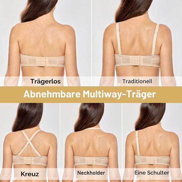 DELIMIRA Damen Trägerloser BH mit bügel Grosse Grössen Seamless Dirndl BH mit Geformte Cups 75E Beig