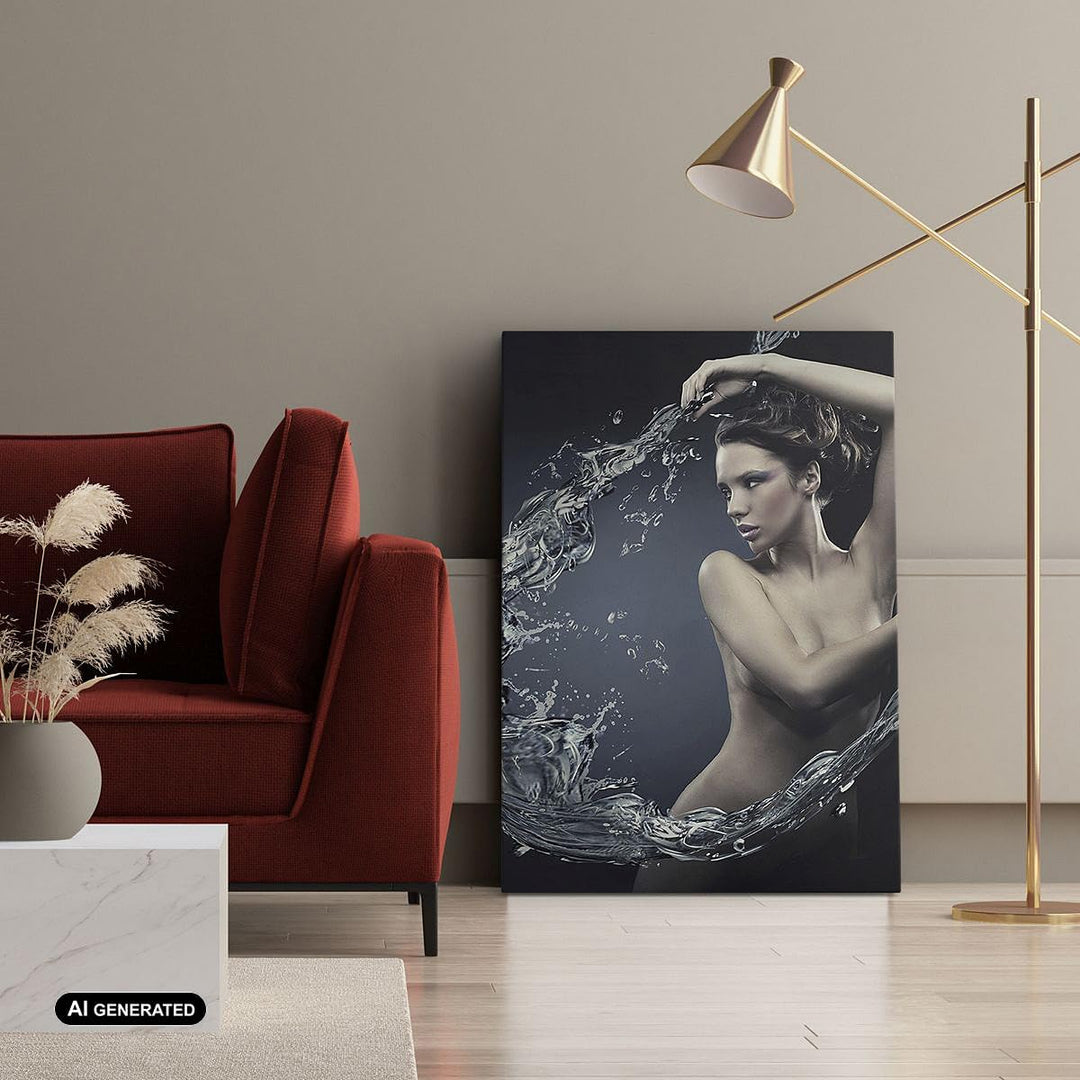 Bilder auf Leinwand 55x100cm Leinwandbild mit Rahmen Weiblich modell posieren schön Gross Wanddeko B