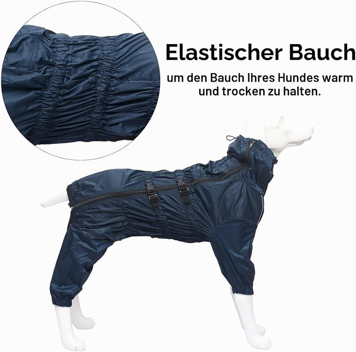 Geyecete -Regenmantel für hunde mit vier Beinen,Hunde Regenjacken Hosenanzug mit Geschirr loch, refl