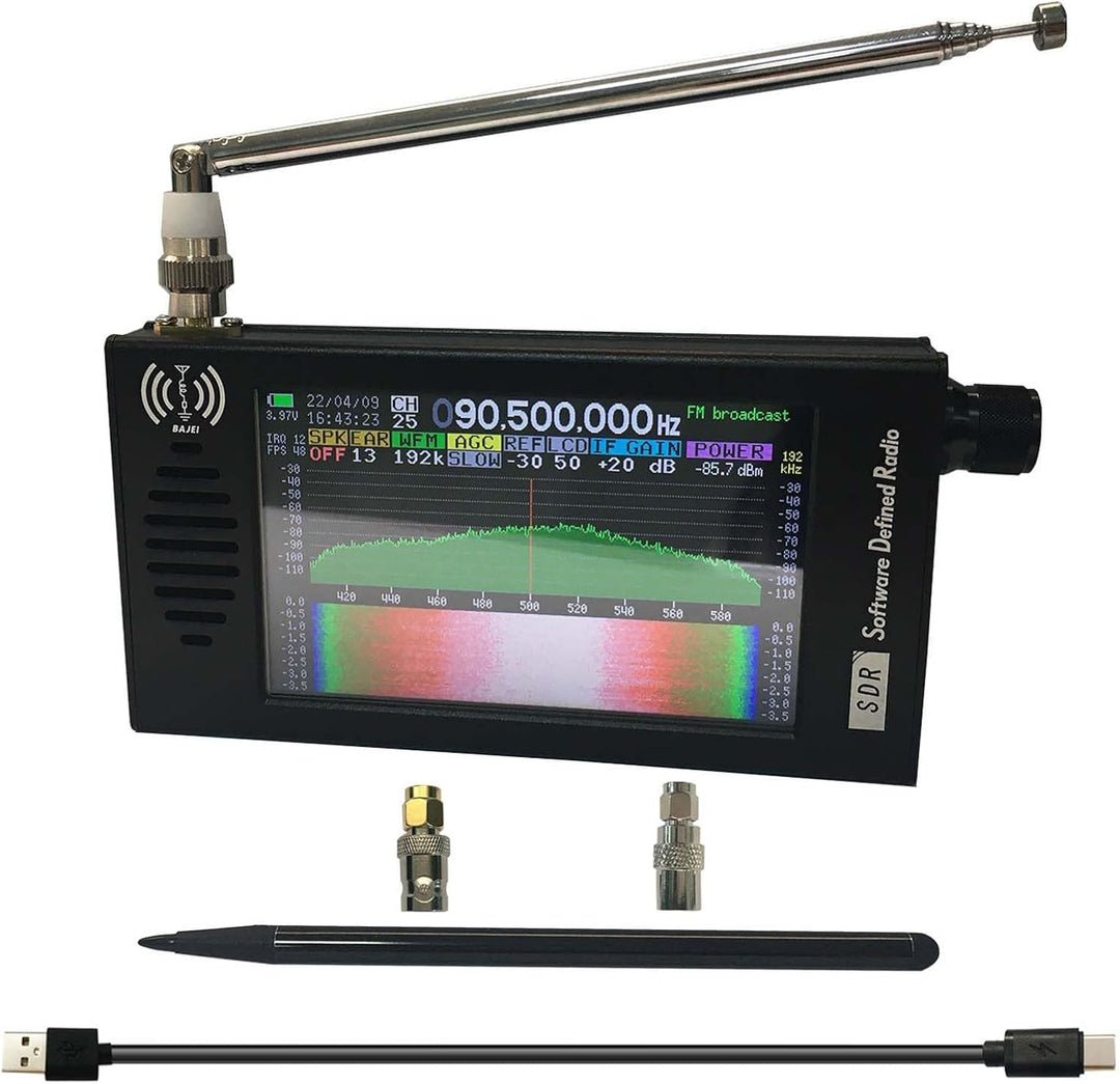 Full-Bands DSP SDR Radio Receiver 4.3” IPS Screen FM/AM/LSB/USB/CW, 192kHz Spectrum Rechargeable 500