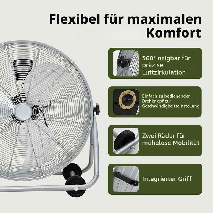vidaXL Trommelventilator Mit Rad Silber 79 x 37 x 82 cm Aluminium, Robuster Aluminium-Ventilator, le