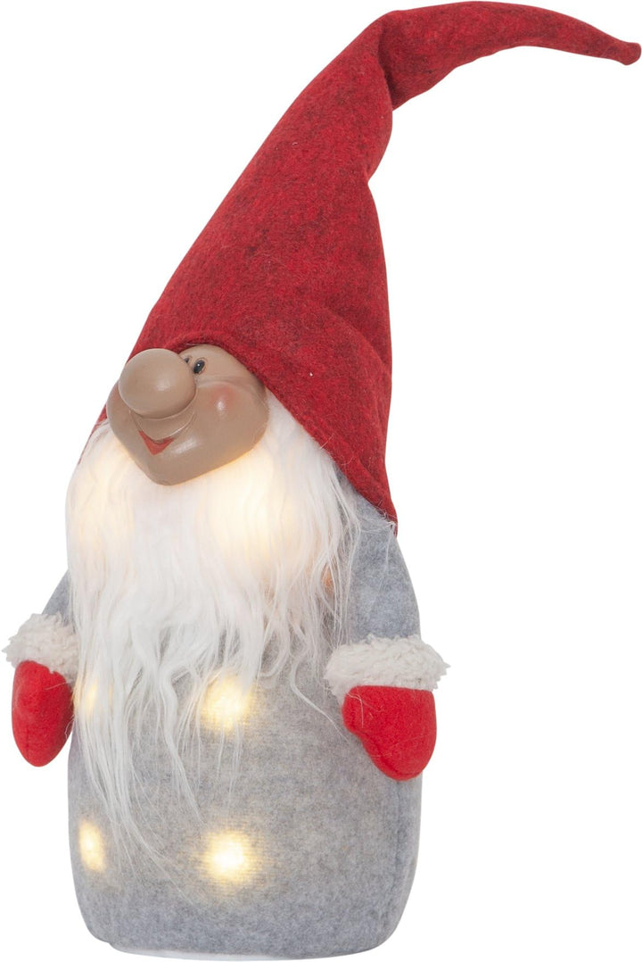 EGLO LED Weihnachtsdeko, Leuchtfigur Wichtel aus Stoff mit Kunststoffkörper in Grau, Weiss und Rot,