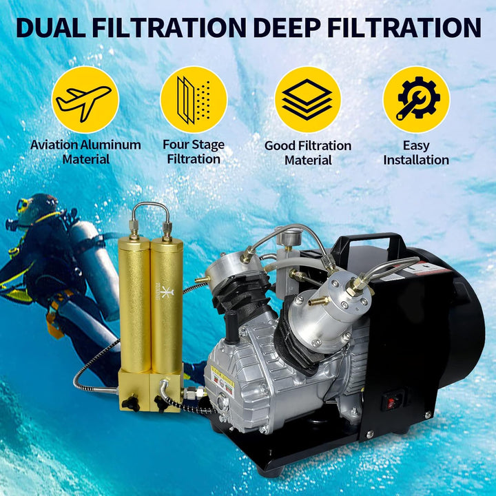 TUXING 30 MPa Hochdruckluftfilter Externer Öl-Wasser-Trenner Zweistufige Filtration für Luftkompress