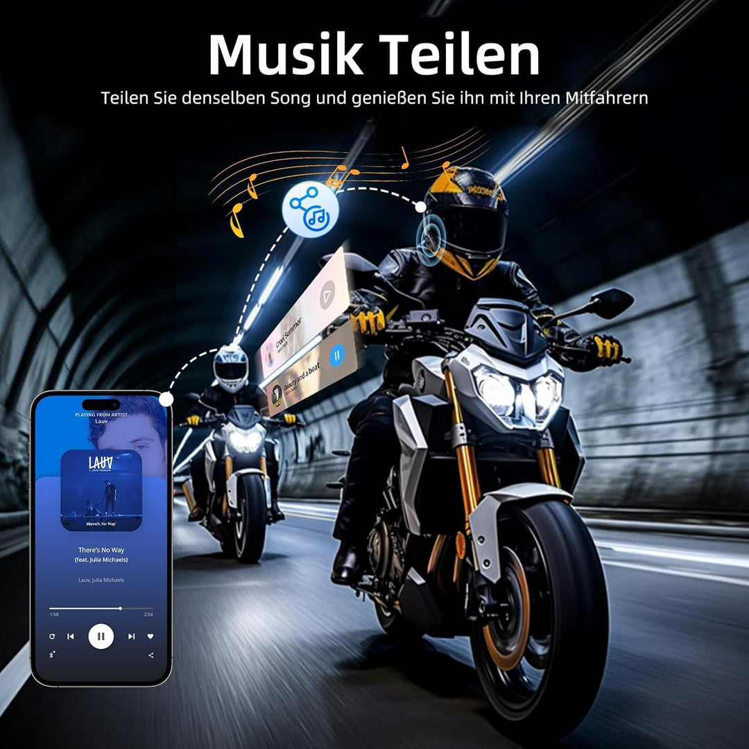 R16 Motorrad Bluetooth Headset –motorradhelm -Intercom mit Dual-Chip, Multi-Audio,IP67 wasserdicht,