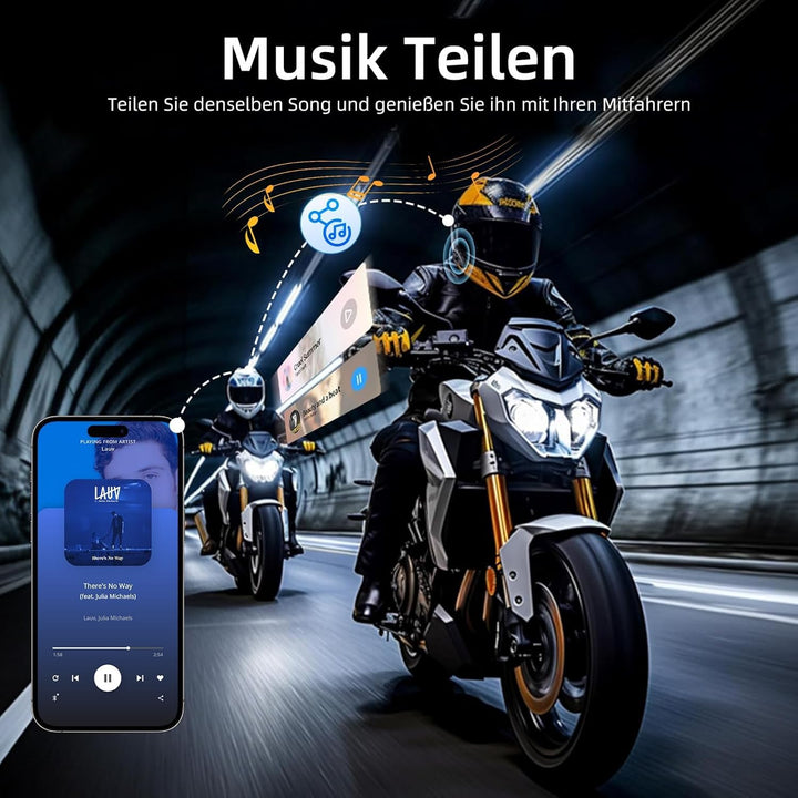 R16 Motorrad Bluetooth Headset –motorradhelm -Intercom mit Dual-Chip, Multi-Audio,IP67 wasserdicht,